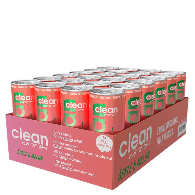24 x Clean Drink, 330 ml, Äpple/Melon 